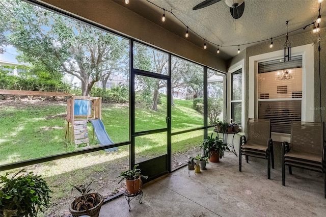 4239 Fawn Meadows Cir, Clermont, FL 34711 - sunroom with ceiling fan