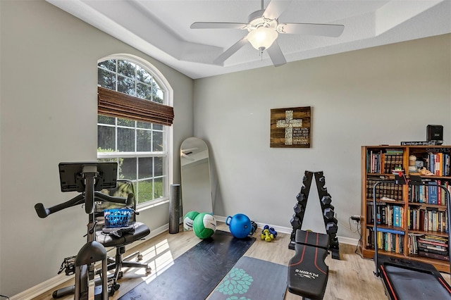 34231 Shadewood Cir, Leesburg, FL 34788 - workout area featuring plenty of natural light, baseboards, and ceiling fan