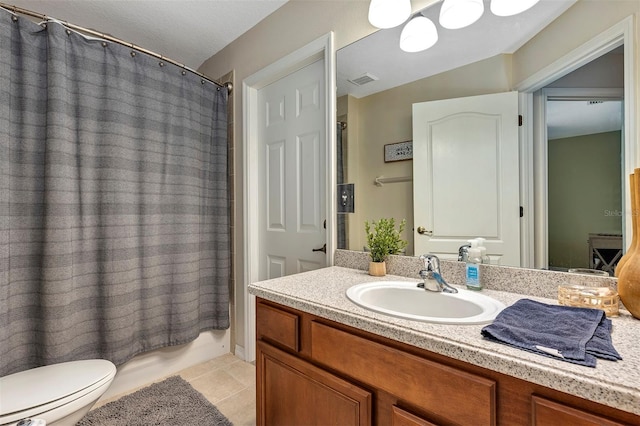 34231 Shadewood Cir, Leesburg, FL 34788 - bathroom featuring tile patterned flooring, vanity, toilet, and shower / bath combo with shower curtain
