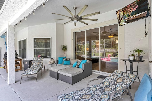 34231 Shadewood Cir, Leesburg, FL 34788 - view of patio with ceiling fan and outdoor lounge area
