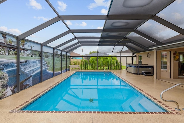 3097 Bureau Path, The Villages, FL 32163 - swimming pool with a hot tub, a patio, and a lanai