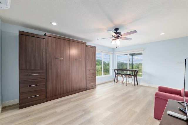 3097 Bureau Path, The Villages, FL 32163 - living room featuring baseboards, a ceiling fan, light wood-style floors, and recessed lighting
