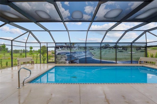 3097 Bureau Path, The Villages, FL 32163 - outdoor pool with a patio and glass enclosure