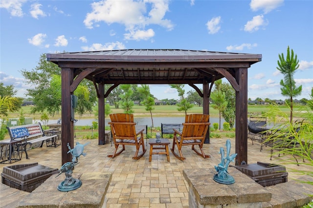 3097 Bureau Path, The Villages, FL 32163 - view of patio with a gazebo and a water view