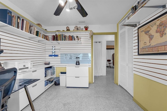 101 Lakeshore Blvd, Saint Cloud, FL 34769 - office area featuring dark speckled floor and ceiling fan