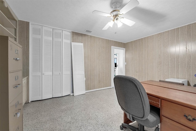 101 Lakeshore Blvd, Saint Cloud, FL 34769 - office featuring a ceiling fan and speckle patterned floor