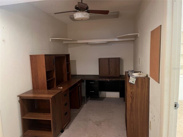 11812 Watts Ct, Tavares, FL 32778 - unfurnished office featuring a ceiling fan and light colored carpet