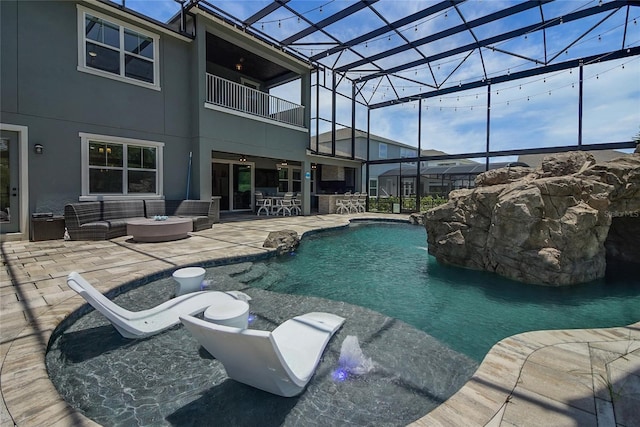 14501 Wabasso Loop, Winter Garden, FL 34787 - swimming pool featuring an outdoor living space, a patio area, and a lanai