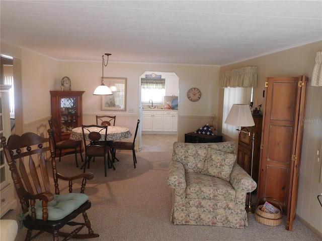 146 Hibiscus Way, Leesburg, FL 34748 - living room with light carpet and crown molding