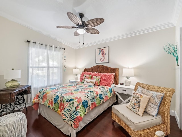 17324 SE 82nd Pecan Ter, The Villages, FL 32162 - bedroom featuring crown molding, wood finished floors, and ceiling fan