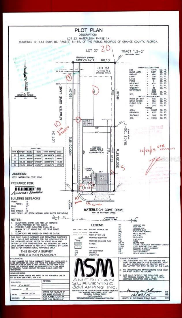 15531 Waterleigh Cove Dr, Winter Garden, FL 34787 - survey map / technical document