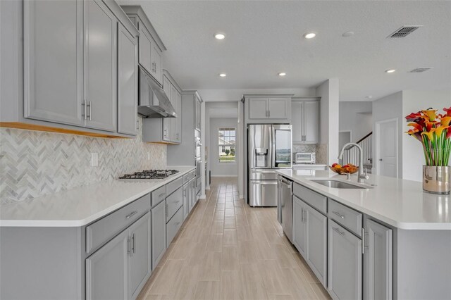 2147 Timber Creek Ln, Clermont, FL 34715 - kitchen featuring gray cabinets, a sink, stainless steel appliances, and recessed lighting