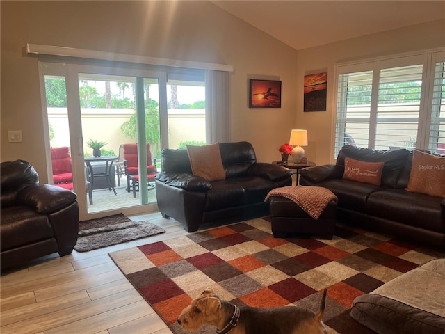3466 Smedley Rd, The Villages, FL 32163 - living area with lofted ceiling and wood finished floors