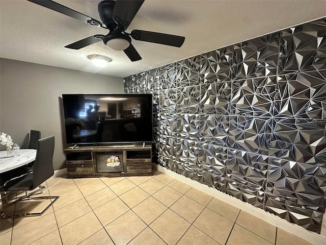 5454-5456 8th Ave, Fort Myers, FL 33907 - tiled living room featuring a textured ceiling and ceiling fan