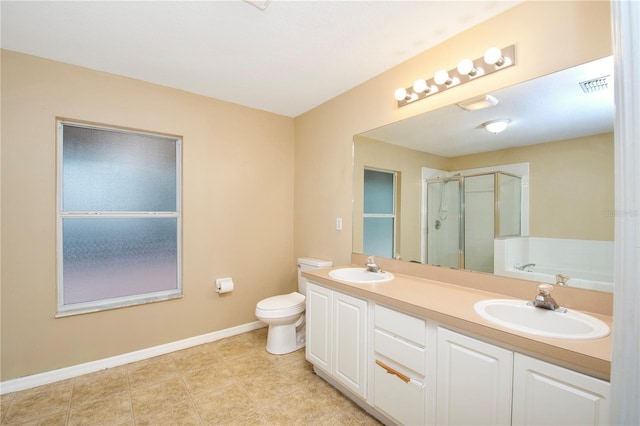 832 Willow Run St, Minneola, FL 34715 - bathroom featuring a shower stall, double vanity, and a bath