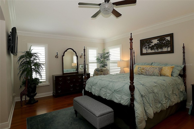 1553 Lynchburg Loop, The Villages, FL 32162 - bedroom featuring wood finished floors, ornamental molding, baseboards, and ceiling fan