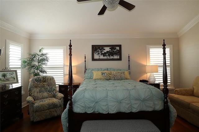 1553 Lynchburg Loop, The Villages, FL 32162 - bedroom featuring ornamental molding, wood finished floors, ceiling fan, and baseboards