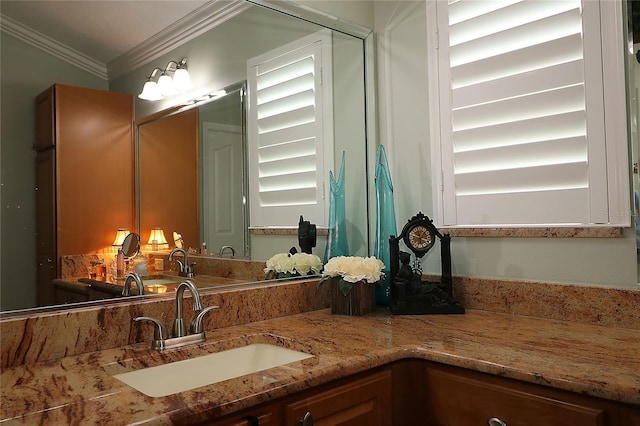 1553 Lynchburg Loop, The Villages, FL 32162 - bathroom with crown molding and vanity