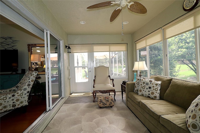 1553 Lynchburg Loop, The Villages, FL 32162 - sunroom / solarium with a ceiling fan, plenty of natural light, and recessed lighting