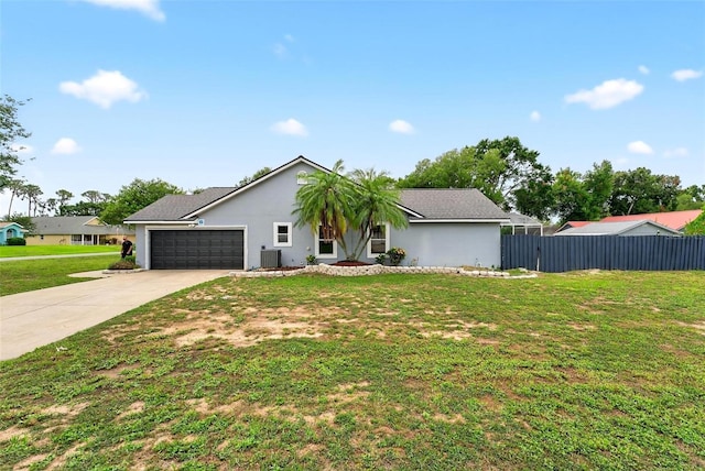 2705 Bayview Dr, Eustis, FL 32726 - view of front facade featuring cooling unit, an attached garage, concrete driveway, and stucco siding