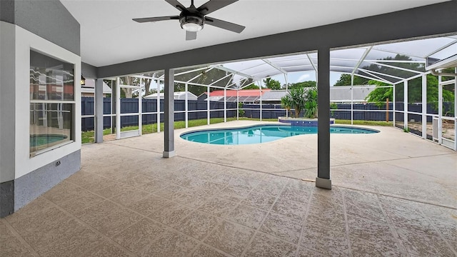 2705 Bayview Dr, Eustis, FL 32726 - view of swimming pool with a fenced backyard, a patio area, and a lanai