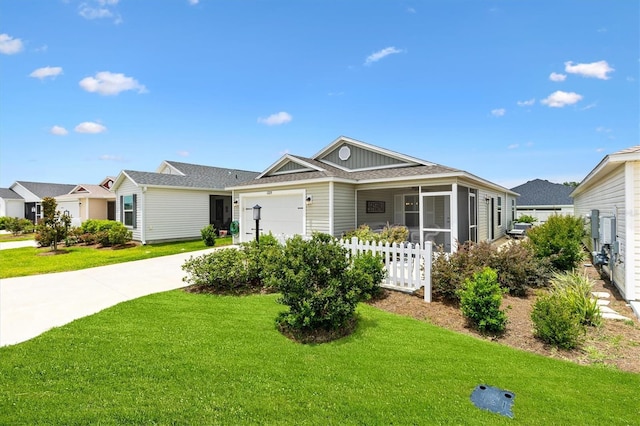 1225 Eunice St, The Villages, FL 34762 - ranch-style home with a garage, a sunroom, and driveway
