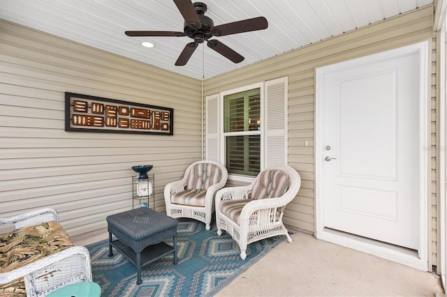1225 Eunice St, The Villages, FL 34762 - view of patio / terrace featuring ceiling fan