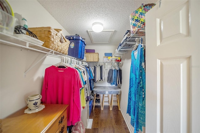8537 SE 177th Bartram Loop, The Villages, FL 32162 - walk in closet with wood finished floors and attic access