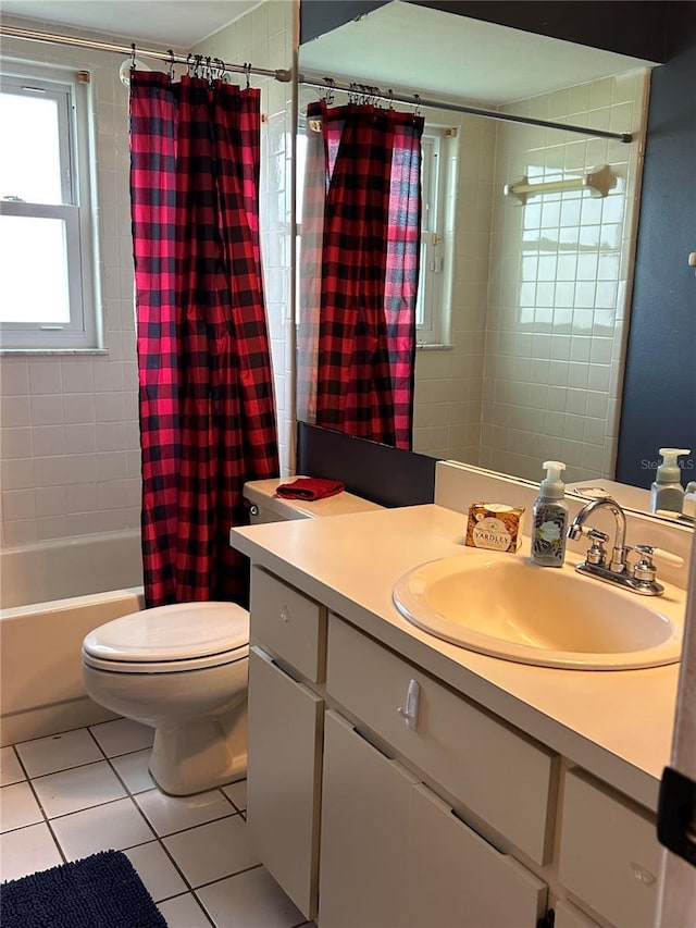 9375 Woodbreeze Blvd, Windermere, FL 34786 - full bathroom with vanity, toilet, tile patterned flooring, and shower / tub combo with curtain