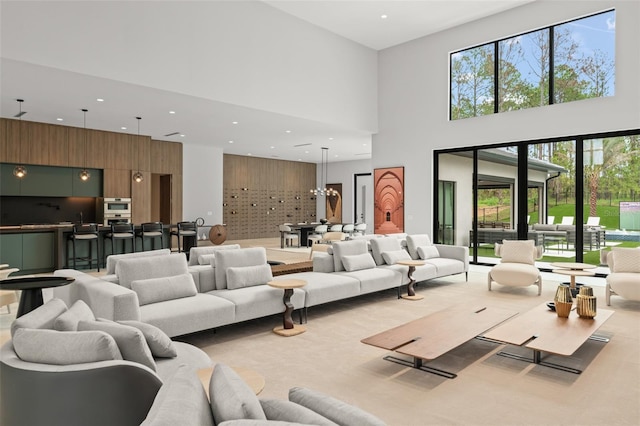 16320 Pendio Dr, Bella Collina, FL 34756 - living area with a towering ceiling and recessed lighting