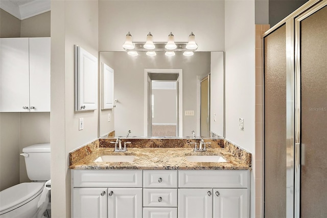 2104 Gerardo Ave, The Villages, FL 32159 - full bath featuring toilet, double vanity, and an enclosed shower