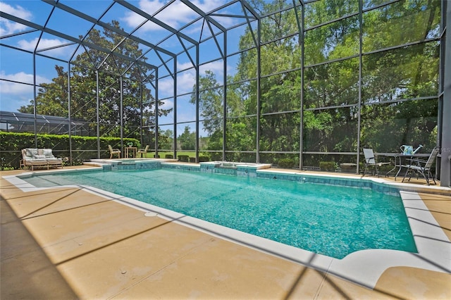 5144 Rishley Run Way, Mount Dora, FL 32757 - view of swimming pool with a pool with connected hot tub, a patio area, and a lanai