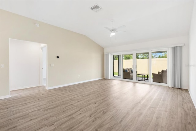 4157 Tiedemann Loop, The Villages, FL 32163 - spare room with vaulted ceiling, a ceiling fan, light wood-type flooring, and baseboards