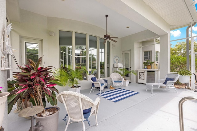 39145 Treeline Dr, Lady Lake, FL 32159 - sunroom featuring wine cooler and lofted ceiling