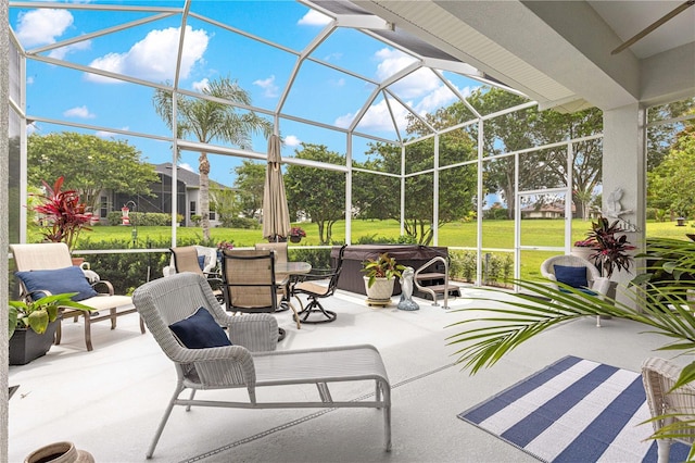 39145 Treeline Dr, Lady Lake, FL 32159 - view of patio / terrace featuring a lanai and outdoor dining space