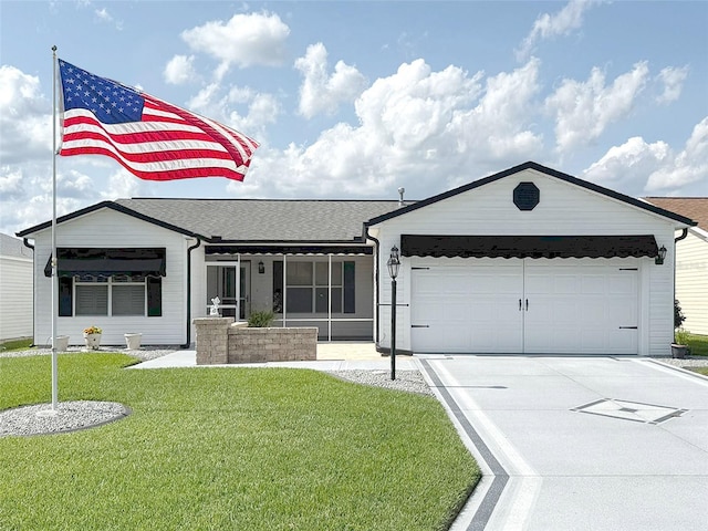 3237 Atwell Ave, The Villages, FL 32162 - ranch-style house with an attached garage, a front yard, concrete driveway, and roof with shingles