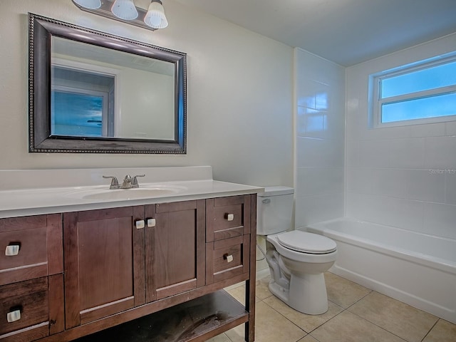 59 S Columbus St, Beverly Hills, FL 34465 - bathroom featuring vanity, toilet, tile patterned flooring, and shower / washtub combination