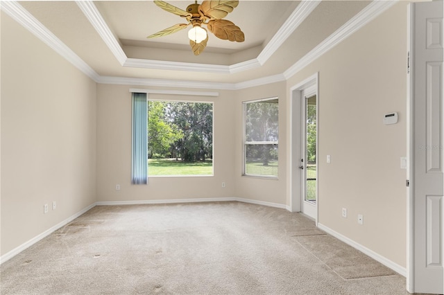 29152 David Ct, Tavares, FL 32778 - empty room featuring plenty of natural light, light carpet, crown molding, and a raised ceiling