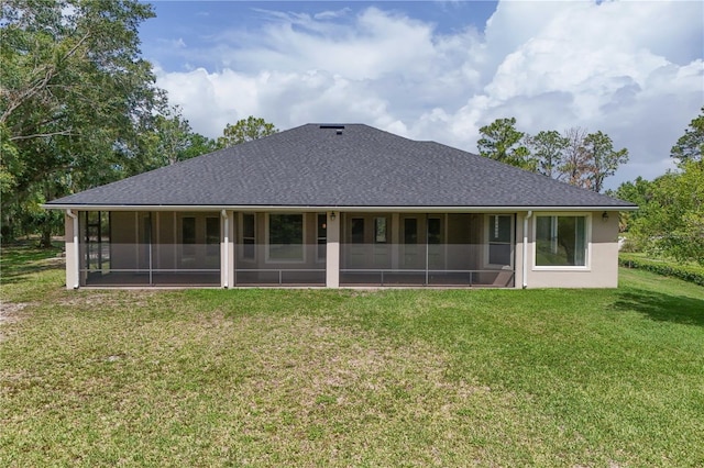 29152 David Ct, Tavares, FL 32778 - rear view of house featuring a sunroom, a yard, and roof with shingles