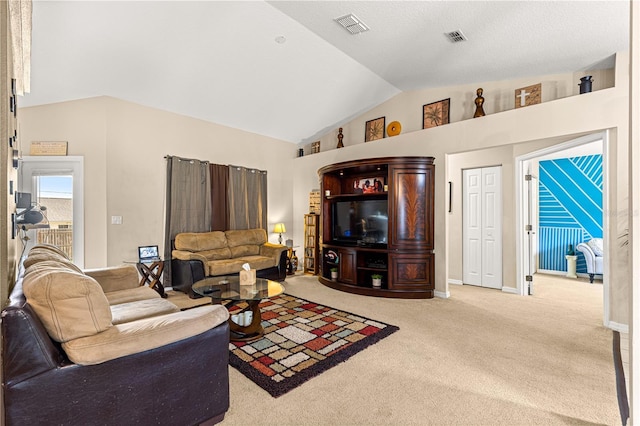 70 Locust Pass Run, Ocala, FL 34472 - carpeted living room with vaulted ceiling