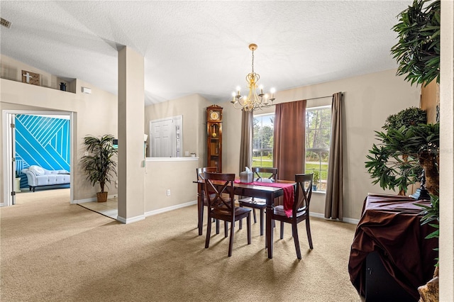 70 Locust Pass Run, Ocala, FL 34472 - dining space featuring light colored carpet, a chandelier, and a textured ceiling