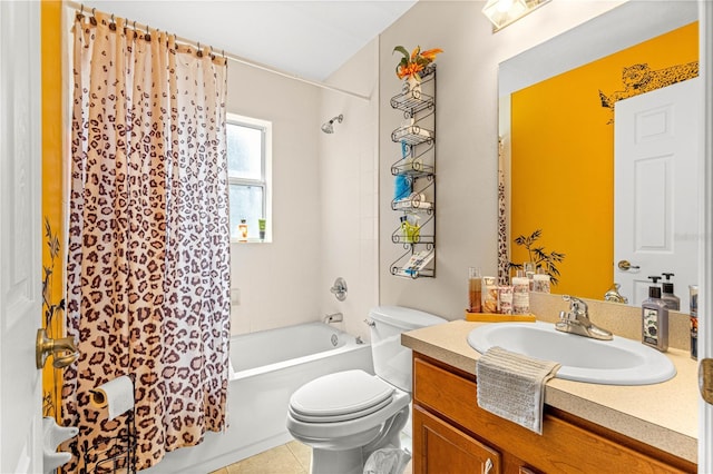 70 Locust Pass Run, Ocala, FL 34472 - bathroom with vanity, shower / bathtub combination with curtain, and tile patterned flooring