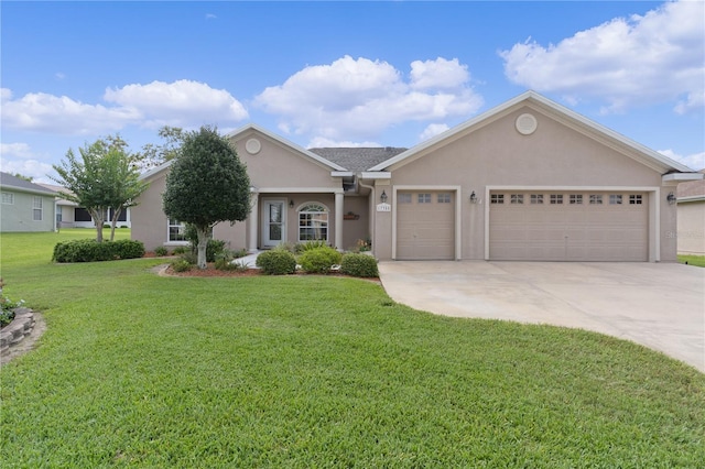 17355 SE 110th Ter, Summerfield, FL 34491 - single story home with stucco siding, driveway, an attached garage, and a front yard