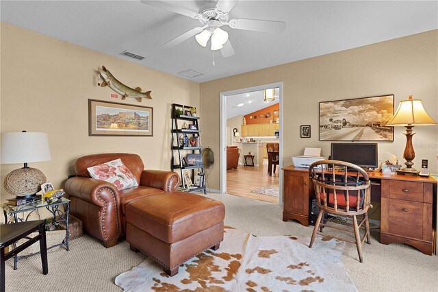 17355 SE 110th Ter, Summerfield, FL 34491 - home office with light carpet and ceiling fan