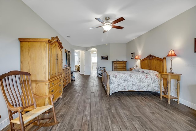 6008 Apex Way, Lady Lake, FL 32159 - bedroom featuring baseboards, dark wood finished floors, and a ceiling fan
