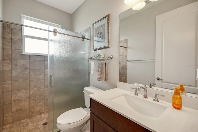 6008 Apex Way, Lady Lake, FL 32159 - full bath featuring toilet, a shower stall, and vanity