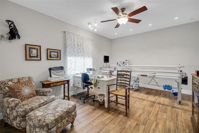 6008 Apex Way, Lady Lake, FL 32159 - office space featuring ceiling fan, wood finished floors, baseboards, and recessed lighting