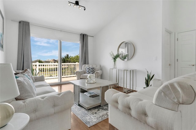 17300 Summer Sun Ct, Clermont, FL 34711 - living room featuring vaulted ceiling and wood finished floors