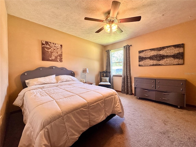 3664 SE 45th Pl, Ocala, FL 34480 - bedroom featuring a textured ceiling, carpet, and ceiling fan