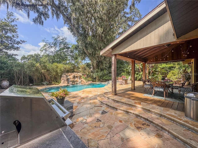 3664 SE 45th Pl, Ocala, FL 34480 - swimming pool with area for grilling, a patio area, and outdoor dining space